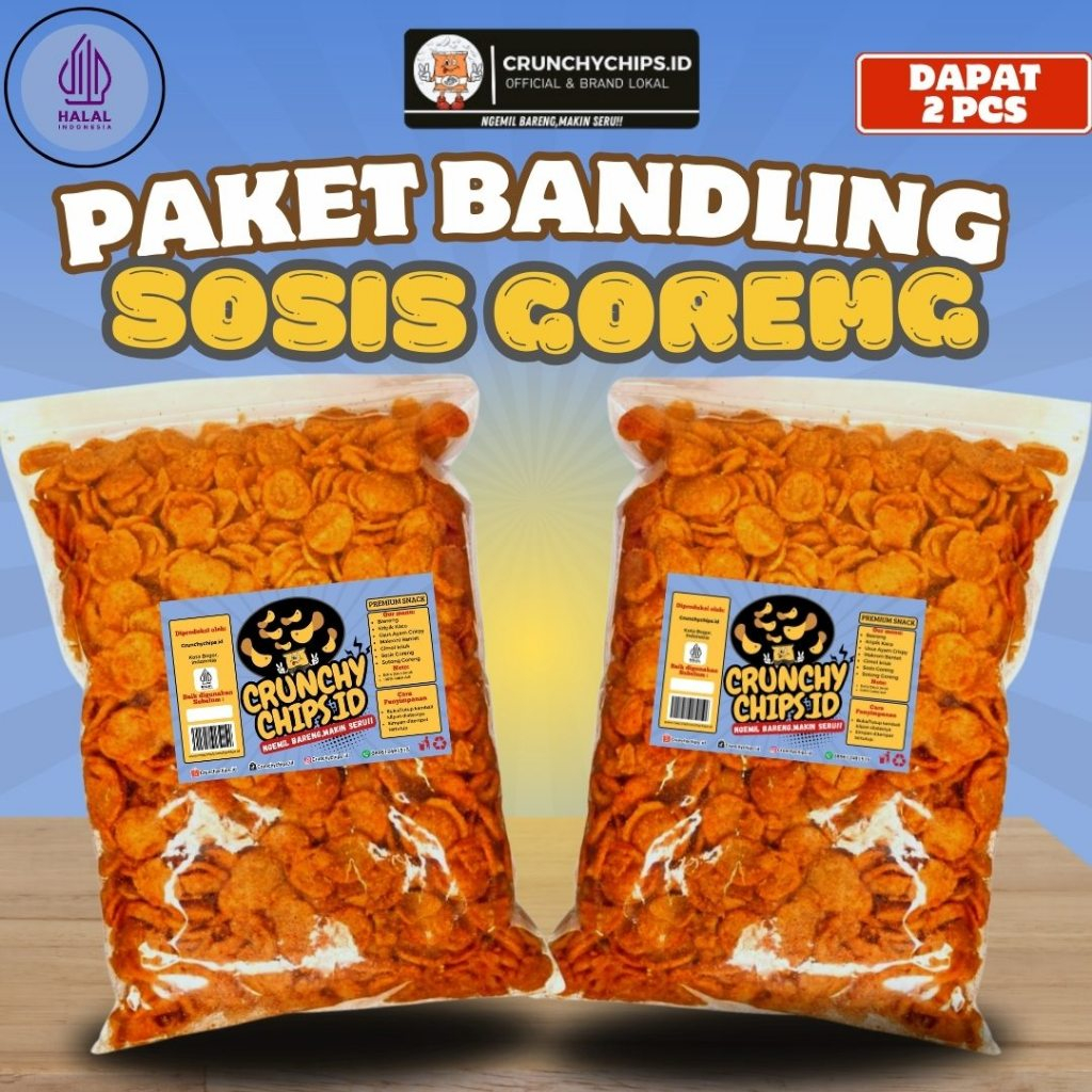 

PAKET BANDLING Keripik Sosreng Sosis Goreng Bumbu Nikmat Spesial Pedas Daun Jeruk Cikruh Dapat 2 Pcs