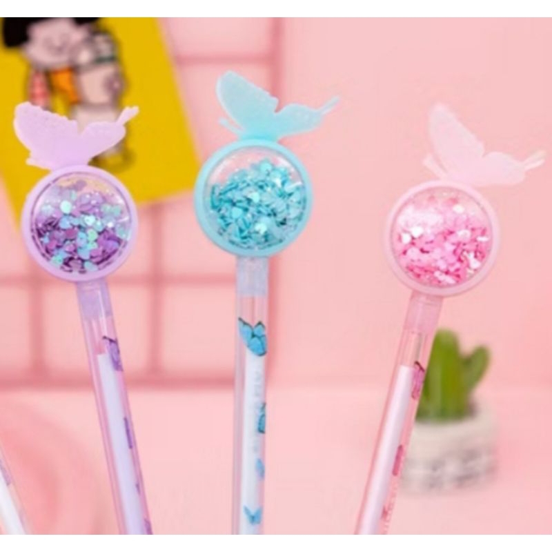 

Alat Tulis Pena Gel Karakter Kupu-Kupu Payet Glitter