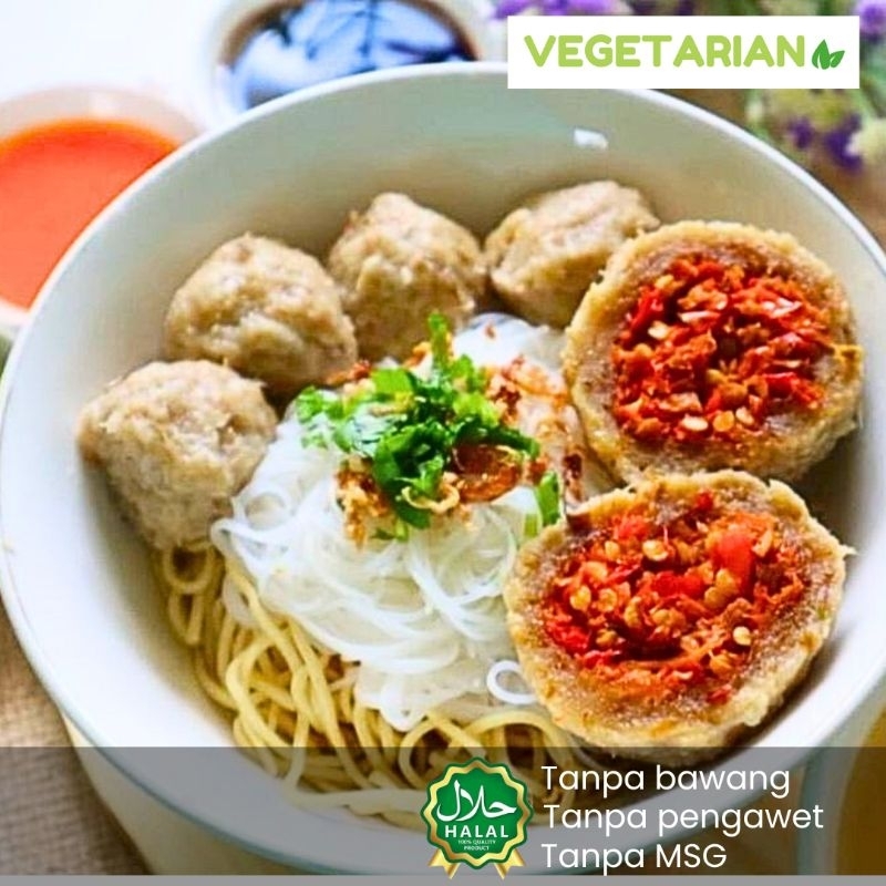 

VEGGIE CORNER Bakso Mercon + Bumbu Kuah + Sambal Frozen Food Vegetarian | Bakso Vegetarian