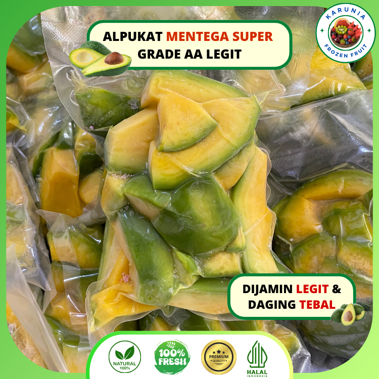 

ALPUKAT MENTEGA SUPER PREMIUM GRADE AA DAGING TEBAL & LEGIT/ AVOCADO FROZEN 500 GRAM