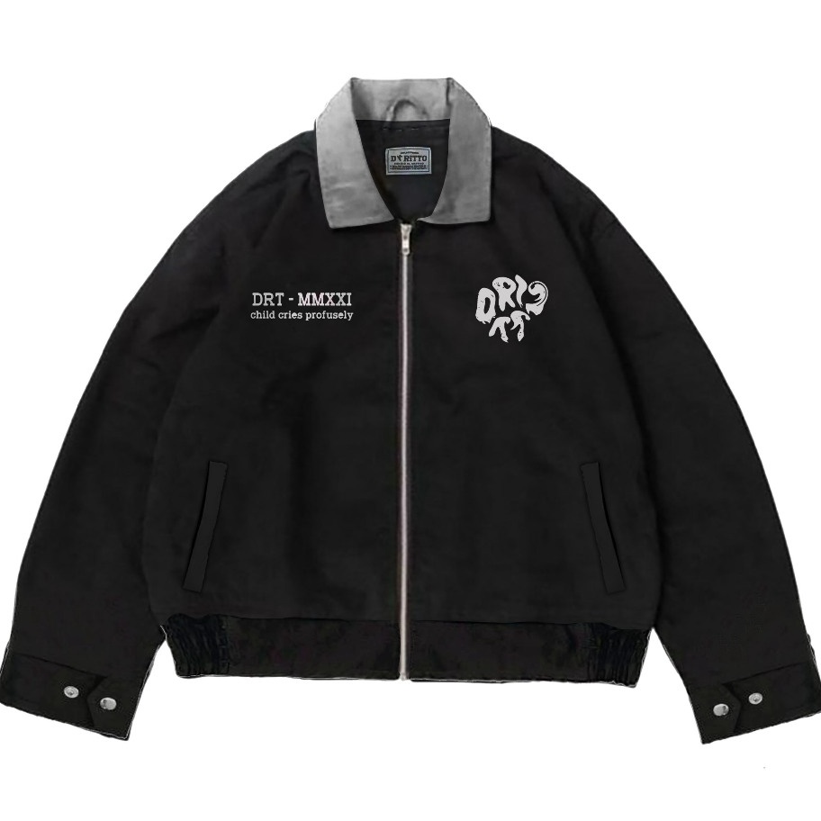 DRITTORONZIO Work Jaket Boxy  Jacket Crop Liscio uniHitam
