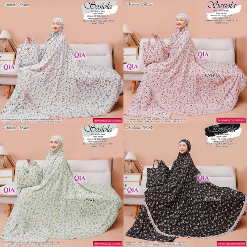 Mukena Sosiola Katun Rayon Super Jumbo Mukena Rayon Print Mukena Dewasa Mukena Rayon Bali Adem Motif