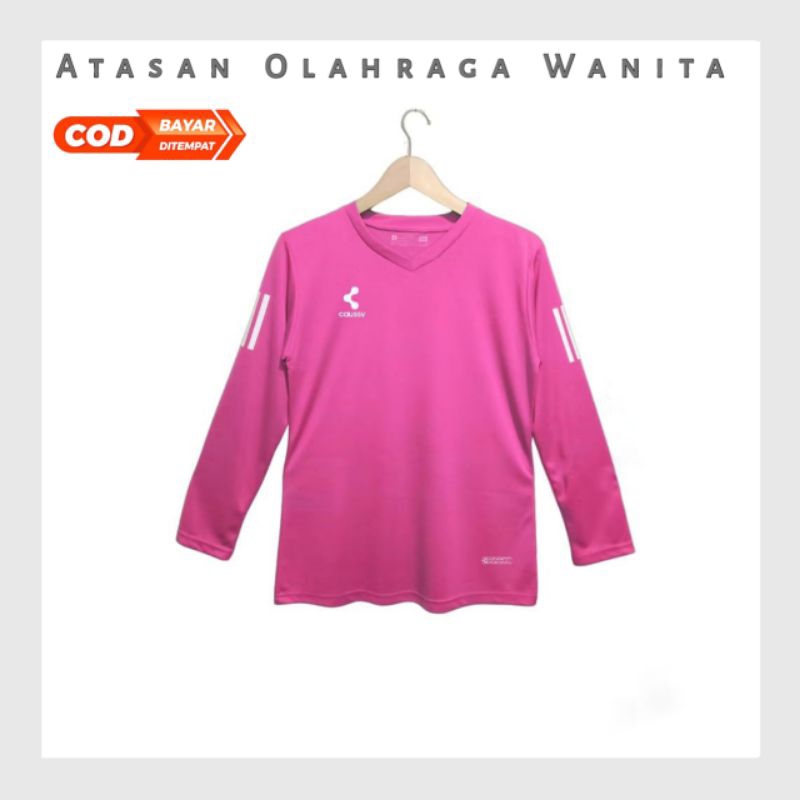 Baju olahraga wanita lengan panjang kaos Jersey training running lari senam aerobic gym