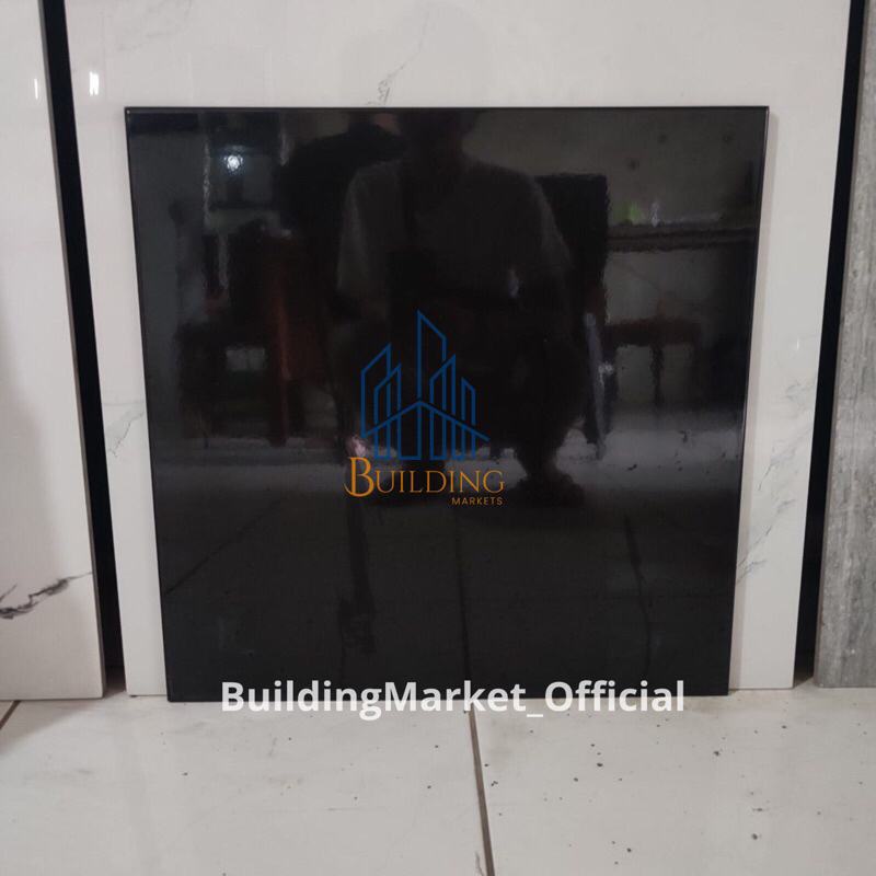 Keramik Lantai 60x60 Hitam Polos/Glossy/ 1 Dus