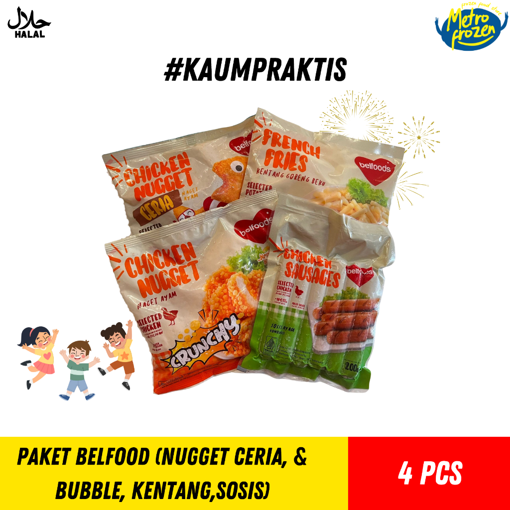 

PAKET BELFOOD 4PCS (Nugget Ceria, & Bubble, Kentang,Sosis)
