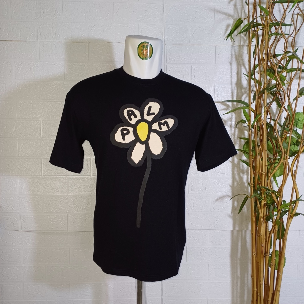 KAOS PALM ANGELS FLOWER ORIGINAL, SIZE M (SECOND BRANDED) HITAM PEKAT, TS0453