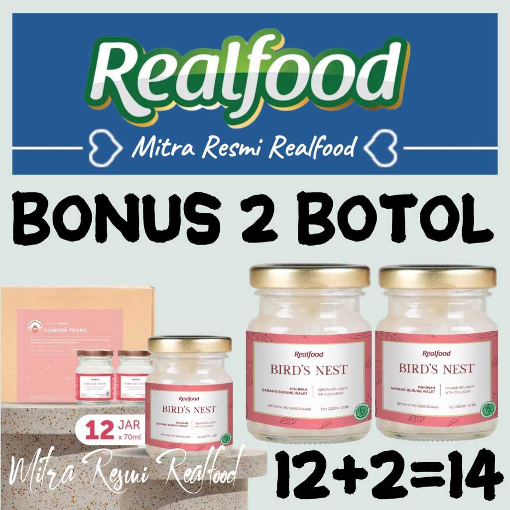 

Realfood Forever Young 12 Bonus 2 Botol ( Minuman Sarang Burung Walet ) MRR