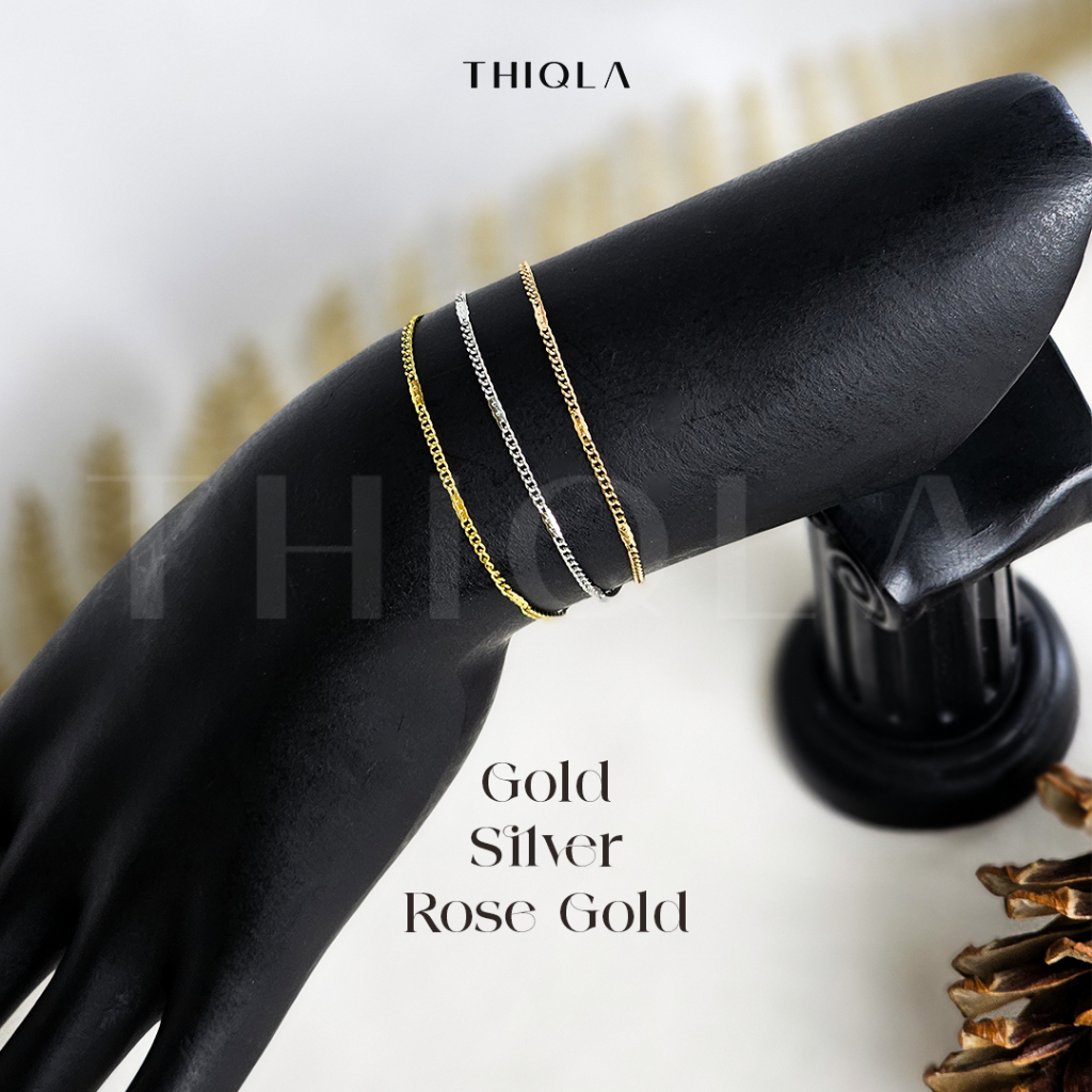 TERBARU THIQLA - Gelang Tangan Wanita ALANA - Gelang Kecil Tipis Mirip Gelang Emas Asli - Gelang