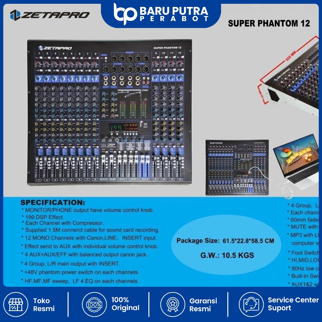 Mixer Audio ZETAPRO SUPER PHANTOM 12 Compressor Original