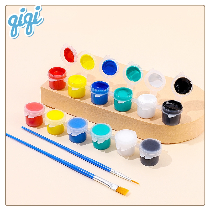 

cat Lukis Acrylic Paint Set 6 / 12 Warna 3 ml cat air - Qiqi Treasure
