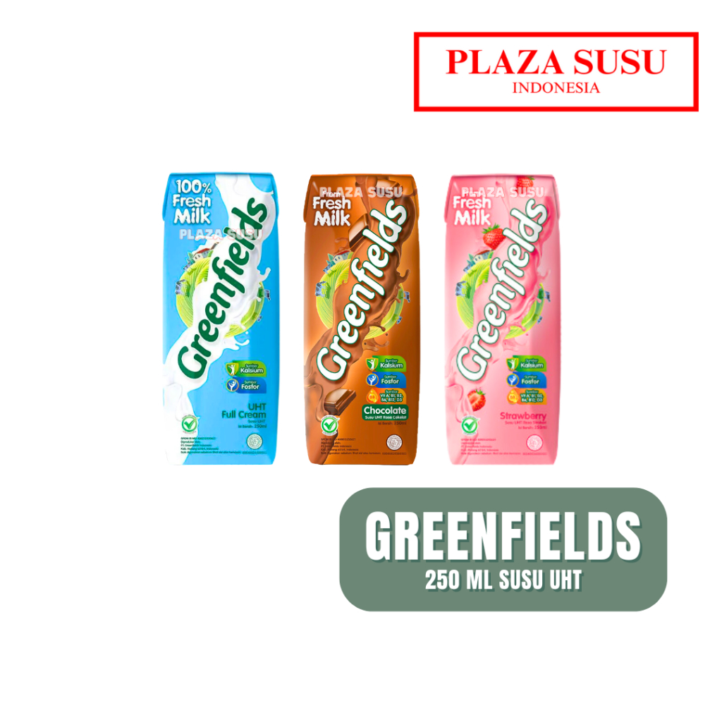 

GREENFIELDS SUSU UHT 250ML - 1 PCS FULL CREAM STRAWBERRY MINUMAN SUSU CHOCOLATE GREENFIELD CAIR