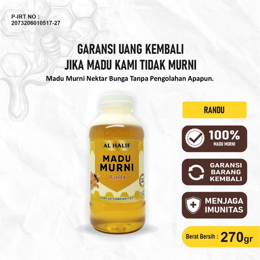 

Madu asli 100% tanpa campuran apapun/Madu asli 100%/Madu murni Randu asli 100%