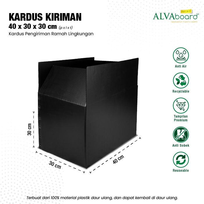 

Kardus Packaging ALVAboard Box Serbaguna Ukuran 40x30x30 cm (P x L x T)