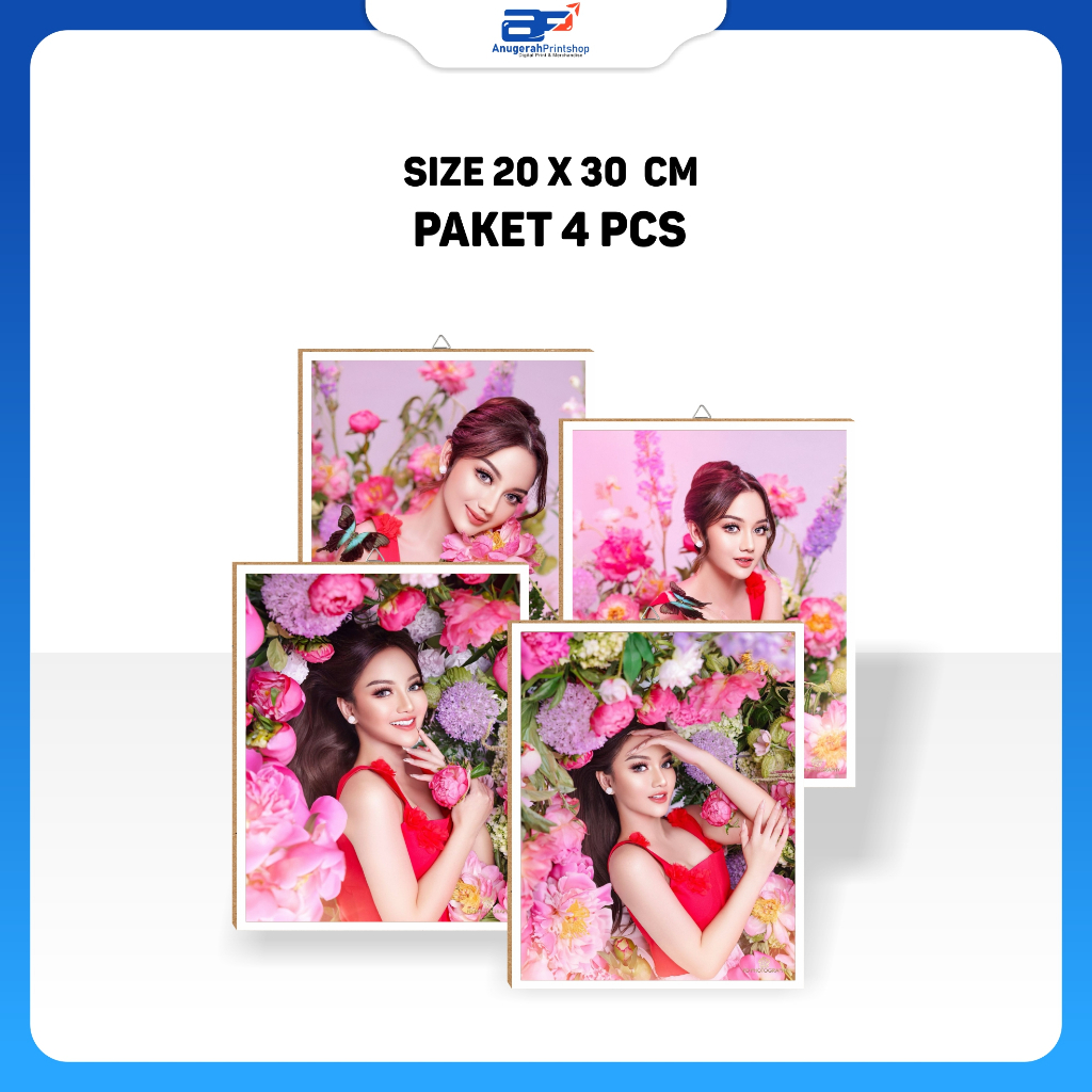 (Paket Hemat 4 Foto) Cetak Foto + Bingkai MDF 20x30 Cm | Cuci Foto Bingkai | Cetak Foto Bingkai
