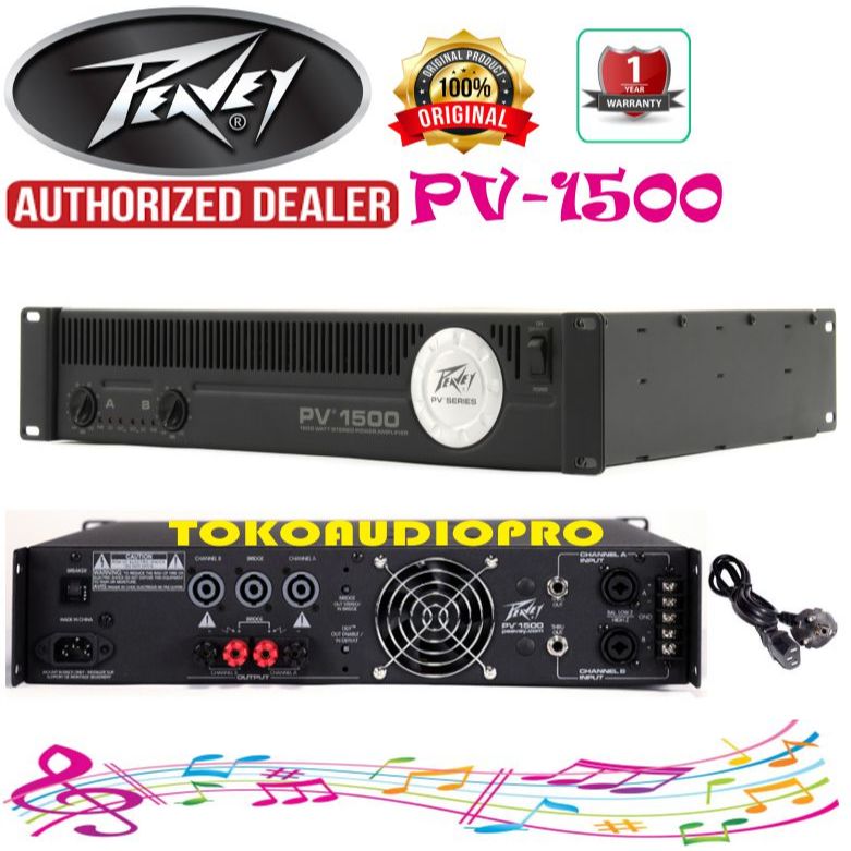 Power Peavey PV1500 2-Channel Power AmpLifier Peavey PV-1500 Original