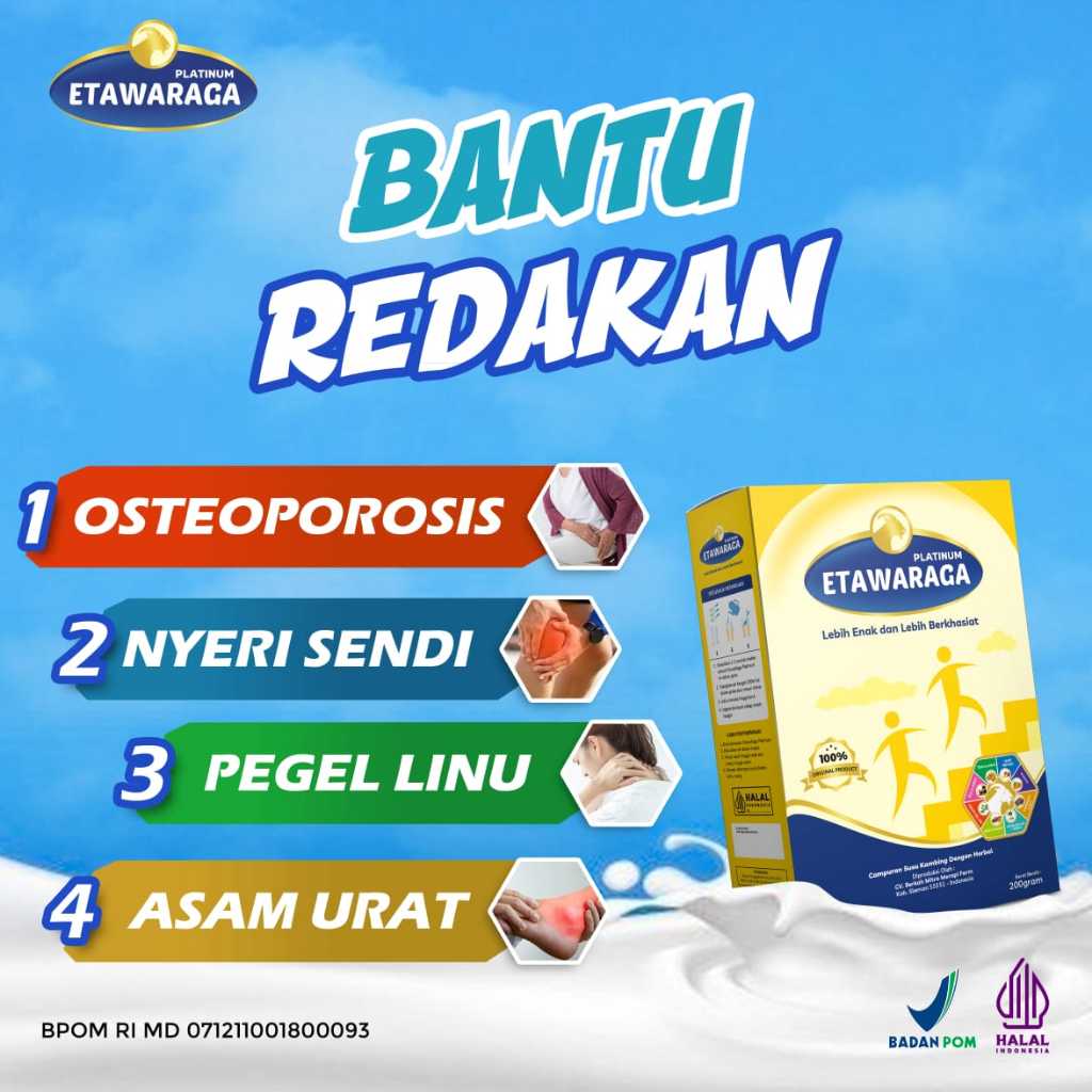 

Etawaraga Susu Kambing Etawa Platinum 200gr Herbal asam urat, nyeri sendi dan osteoporosis
