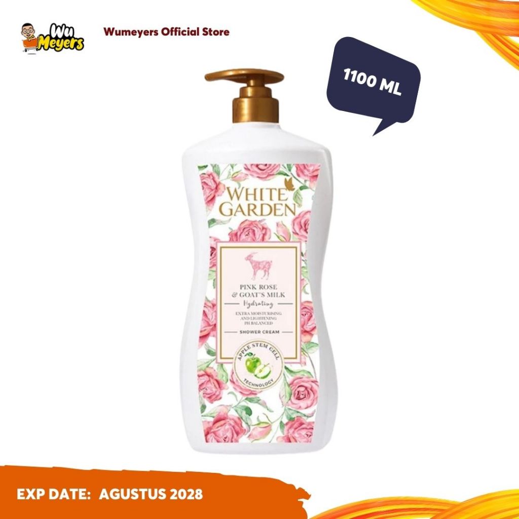 White Garden - Sabun Cair Pink Rose - Shower Cream Sabun Susu Kambing 1100ml