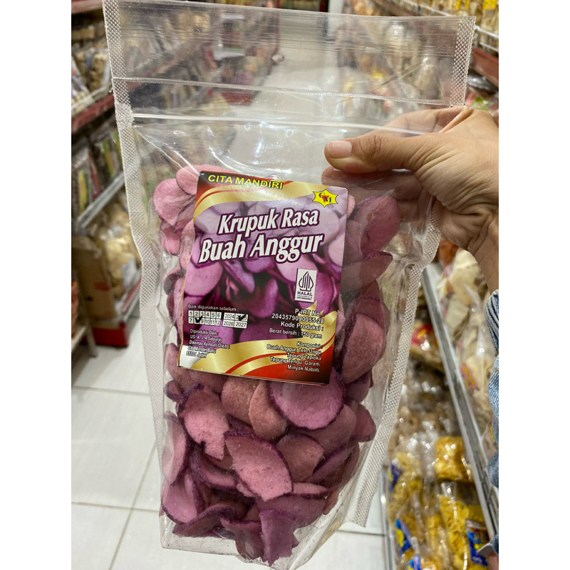 

Kerupuk Buah Rasa Anggur Berat 150 Gram