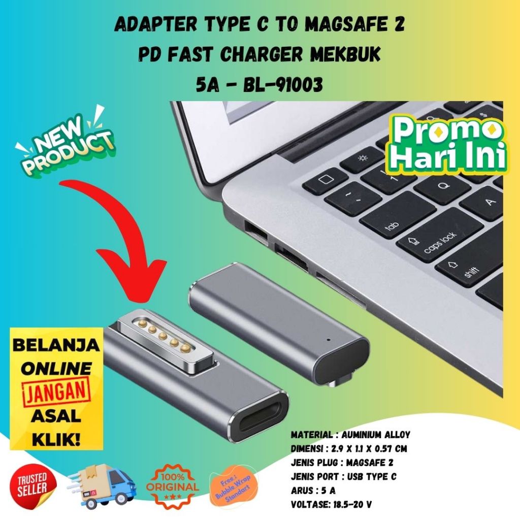 Adapter Type C to MagSafe 2 PD Fast Charger 60W 5A BL-91003