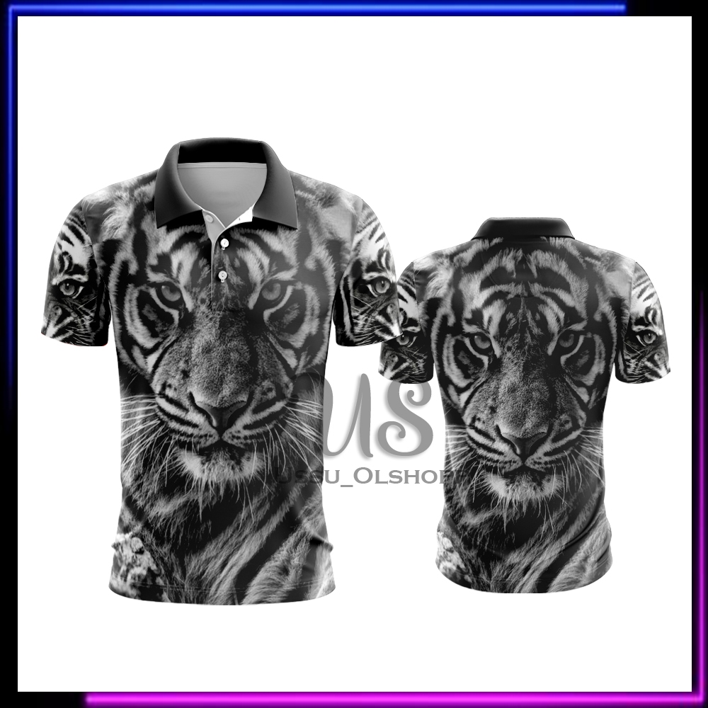 Kaos Harimau | Baju Polo Pria Harimau Putih Fullprint