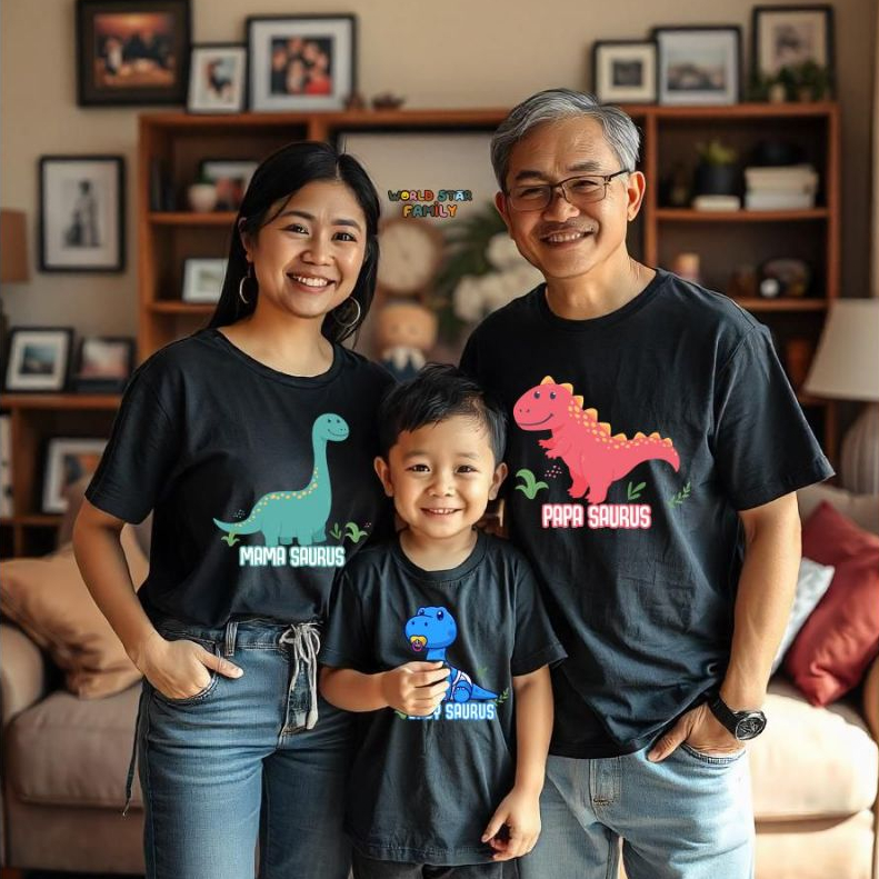 WSF Kaos Couple Keluarga DINOSAURUS Kaos Dino Lucu Kaos Couple Keluarga Lucu Kaos Pasangan Kaos Kelu