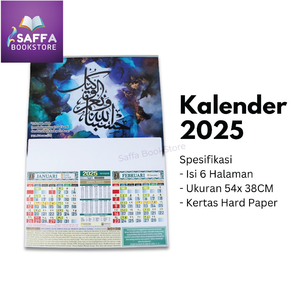 

Kalender Cantik Kaligrafi 2025 Harian Muslim Dinding Hijriyah & Masehi Aesthetic Tahun Baru Hijriah