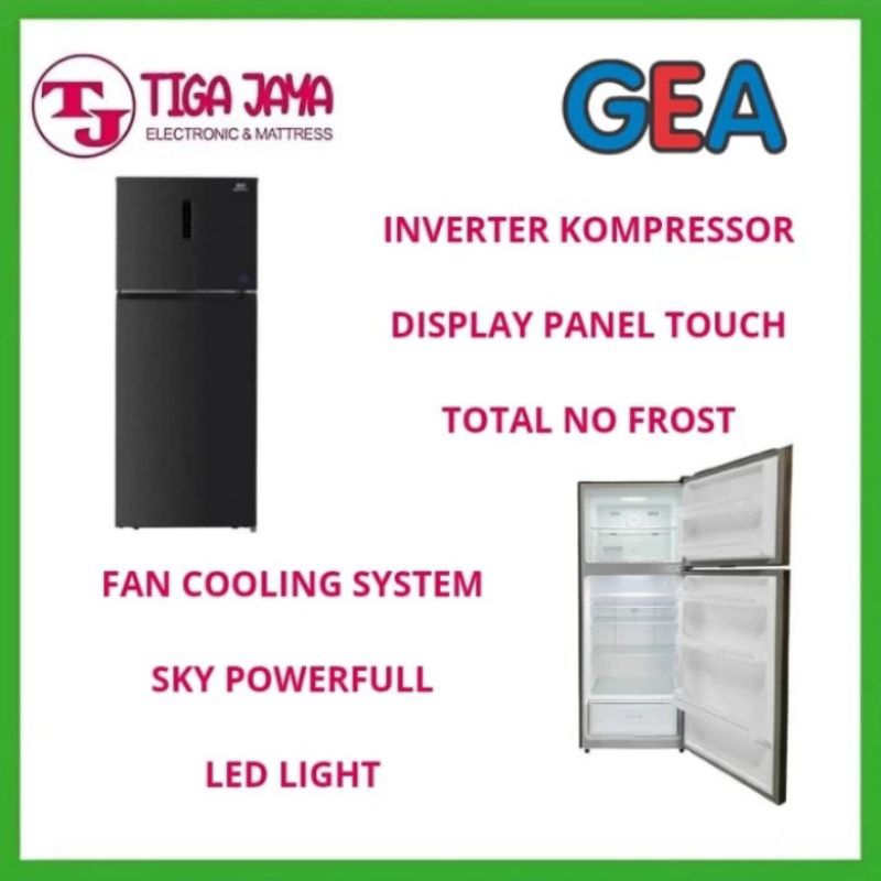 GEA G2HD-448 KULKAS 2 PINTU BLACK INOX 448 LITER GEA G2HD448