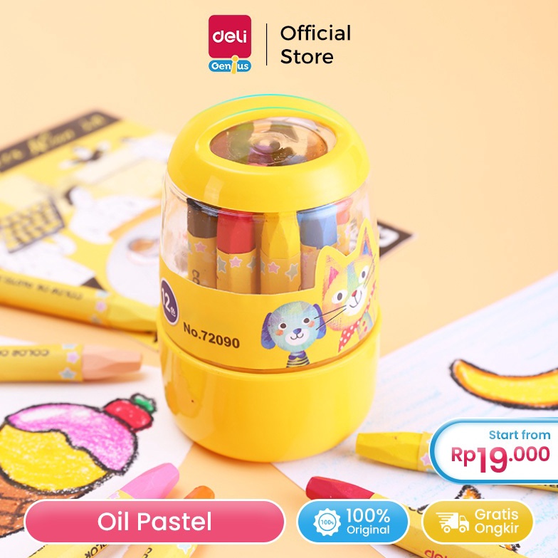 

KODE S76U Deli 1224 warna oil pastel desain Barrel mudah untuk diambil dan ditempatkan 729 7292