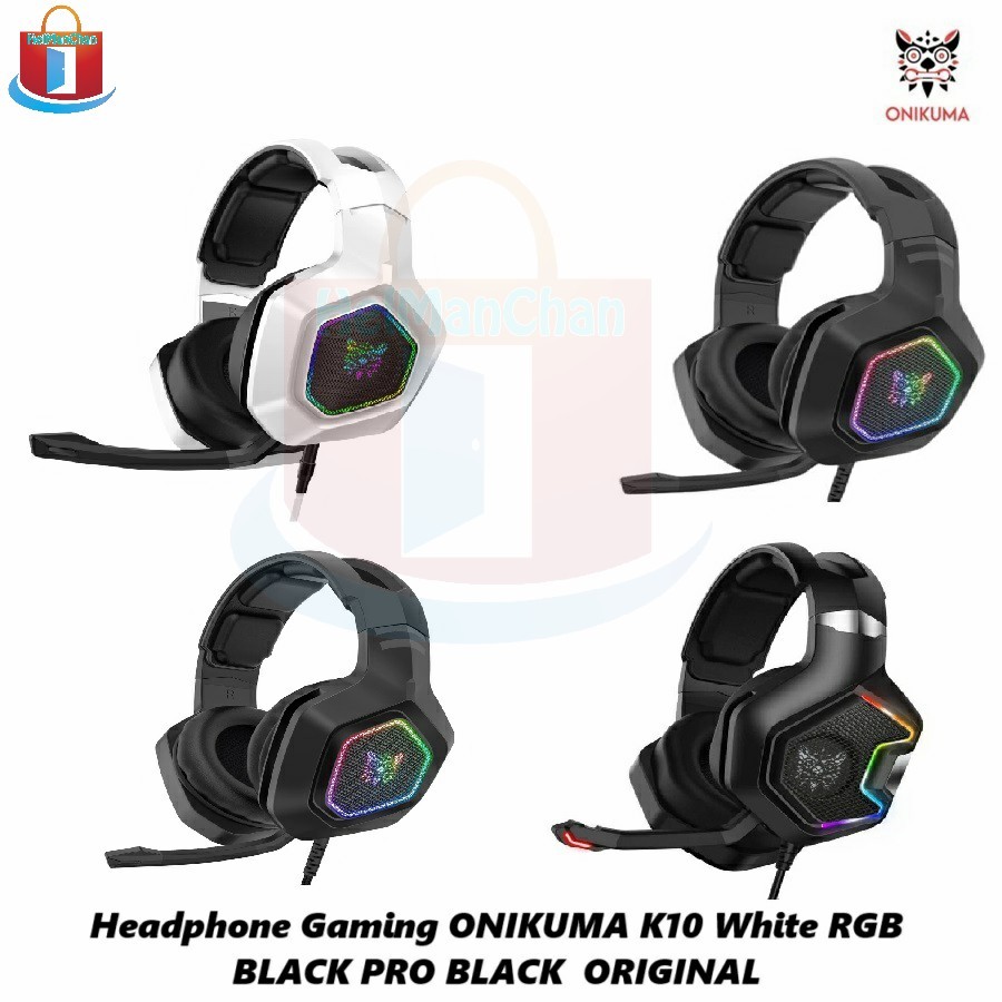 Headphone Gaming ONIKUMA K10 White RGB BLACK PRO BLACK  ORIGINAL