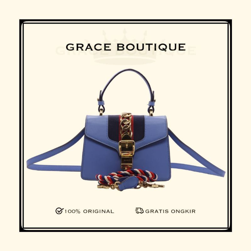 TAS WANITA BRANDED ORIGINAL - GC BLUE LEATHER VINTAGE MINI SYLVIE