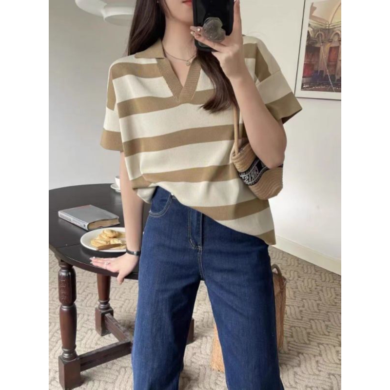 Sera Top - Baju rajut import motif garis
