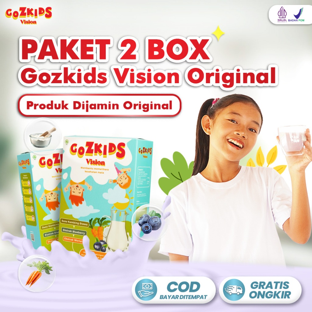 

GOZKIDS VISION Paket 2 Susu Herbal Alami Tingkatkan Kesehatan Mata Anak Tanpa Perlu Obat Isi 200gram