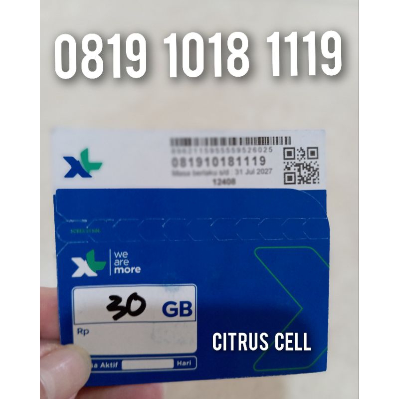 Kartu Perdana XL Axiata 4G 5G 12 Digit Nomor Cantik 0819 1018 1119 Free Kuota Utama 30 GB
