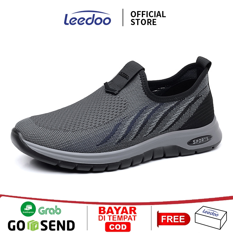 Leedoo Slip On Pria Casual Sepatu Kuliah Kerja Fashion Kekinian Sepatu Sneakers Cowok Shoes MR181