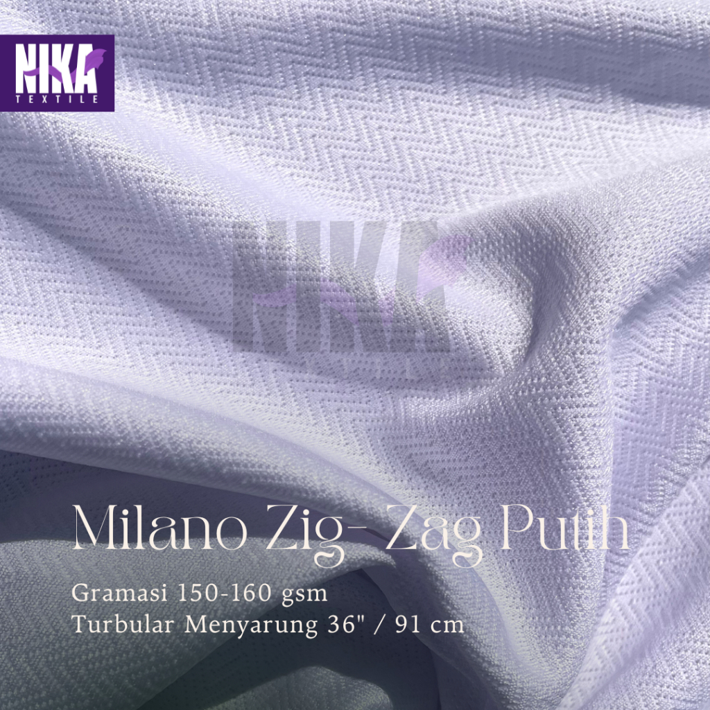 Kain Bahan Jersey Drifit Dryfit Milano Zigzag Putih Premium