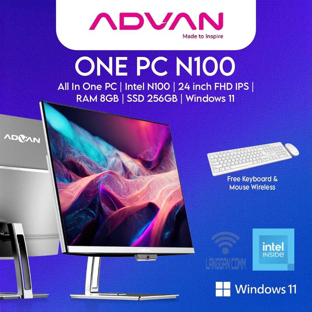 LAKU Advan One PC AMD Ryzen 5 6600H PC All In One RAM 8GB Storage 512GB Advan PC All In One Intel