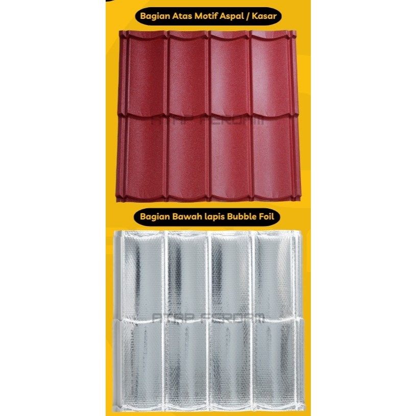 Genteng Atap Rumah Metal Pasir Anti Panas warna Merah/Hitam Ferdam
