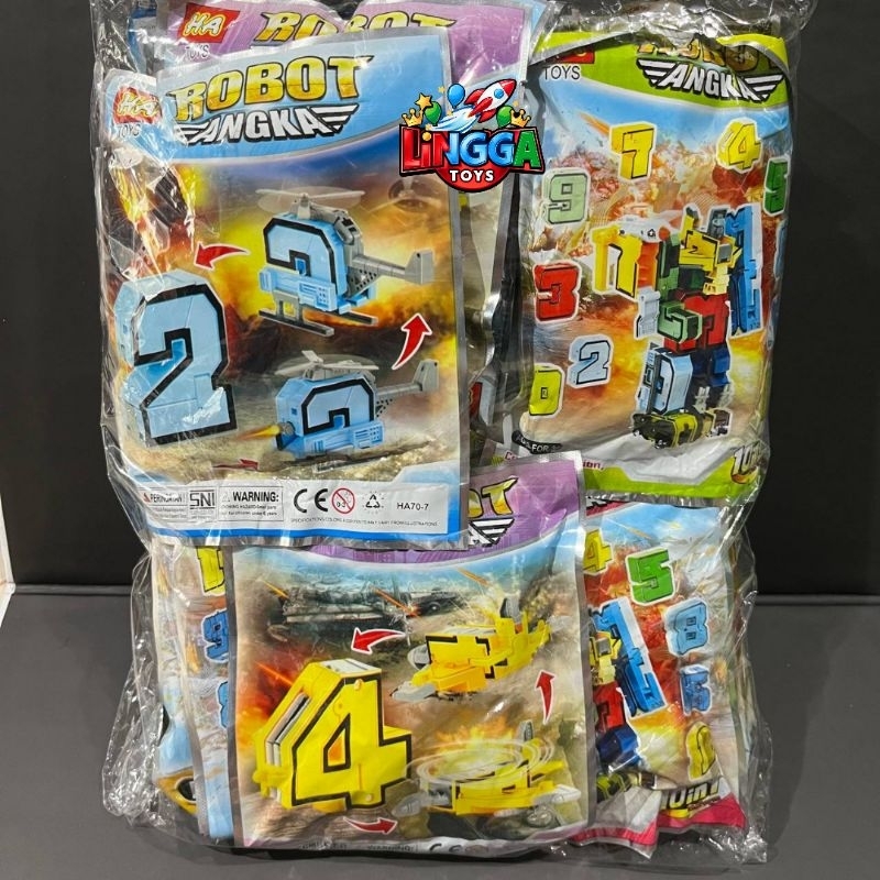 20 pcs mainan bongkar pasang ROBOT ANGKA / mainan rakit bongkar pasang