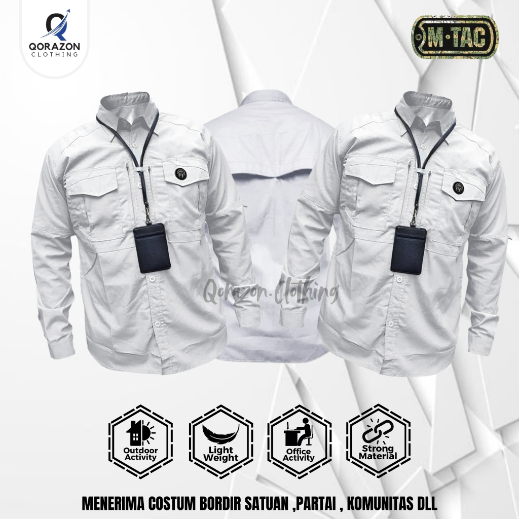 Kemeja Tactical M-TAC ORIGINAL Putih Lengan Panjang Baju Kantor Lapangan Reskrim Outdoor Activities.