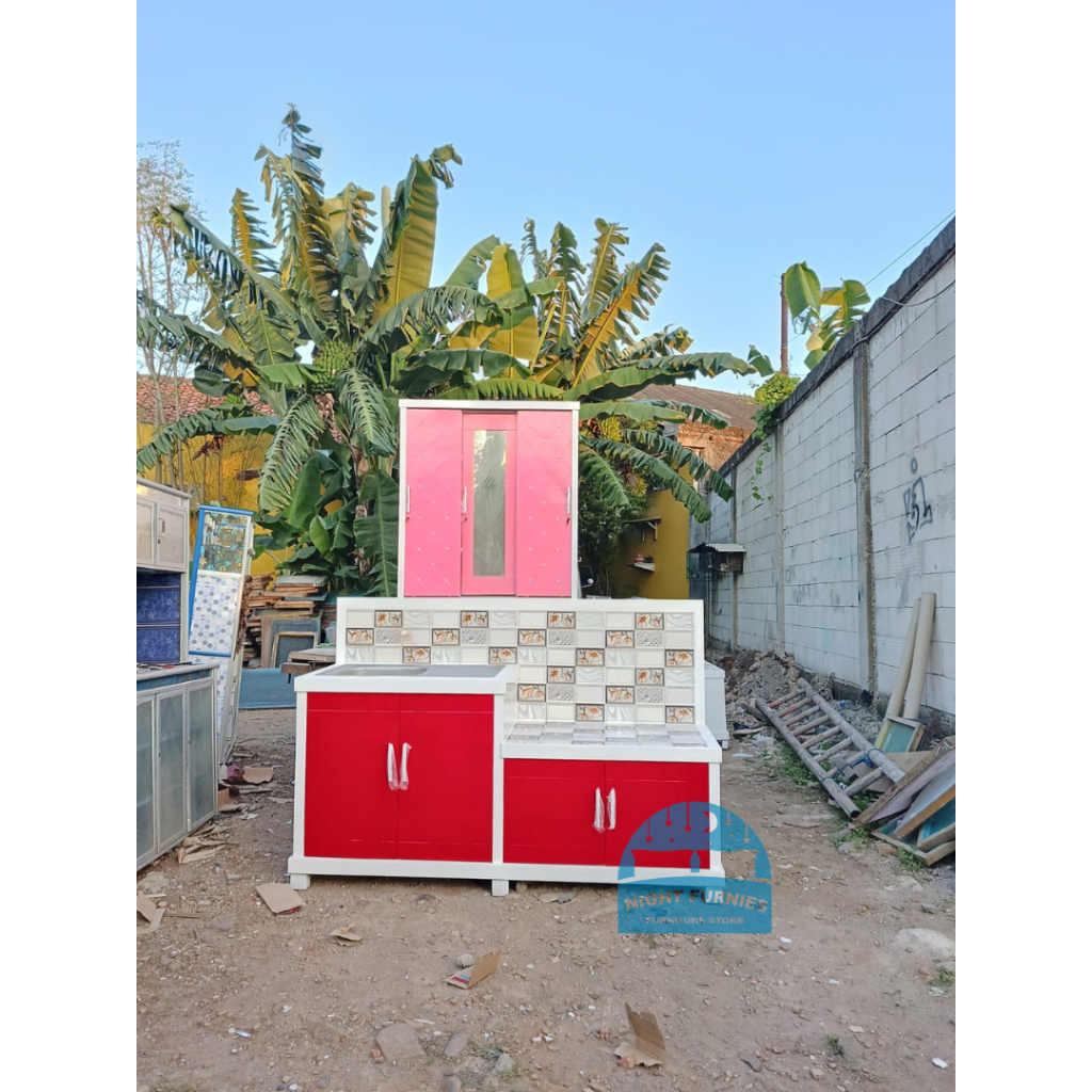 RAK KOMPOR WASTAFEL 4 PINTU / RAK MEJA KOMPOR MULTIPLEK KEKINIAN MINIMALIS