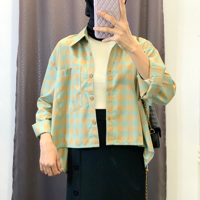 KEMEJA TARTAN CROP / KEMEJA KOTAK KOTAK / CROP TARTAN