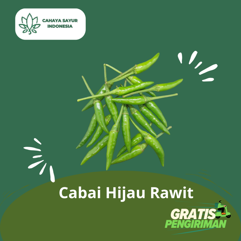 

Cabai Rawit Hijau Segar / Cabe Rawit Hijau 1kg + Gratis Ongkir