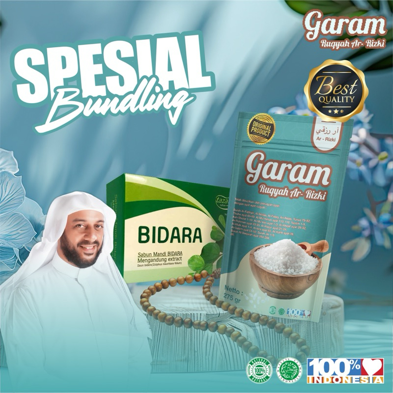 

Garam Mandi Ruqyah Ar-Rizki 275gr Syekh Ali Jaber Bonus Sabun Bidara & Tasbih