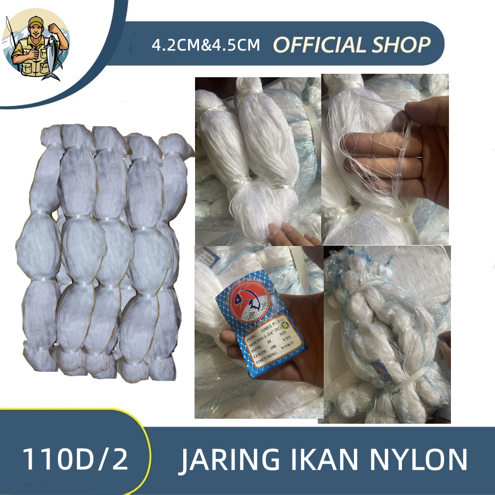 nylon)110Jaring ikan(d/2x1 3/4 (50/100)YOKO blue fishing110D/2 - 4.5 & 4.2 JARING KANTONG BENANG NYL