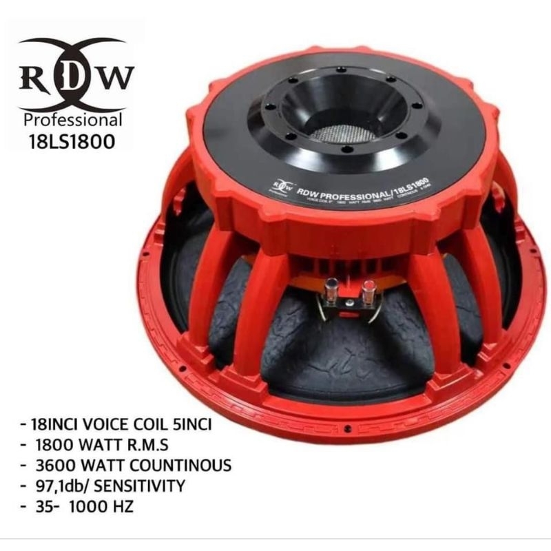Speaker Komponen By RDW 18LS1800 - 18 inch