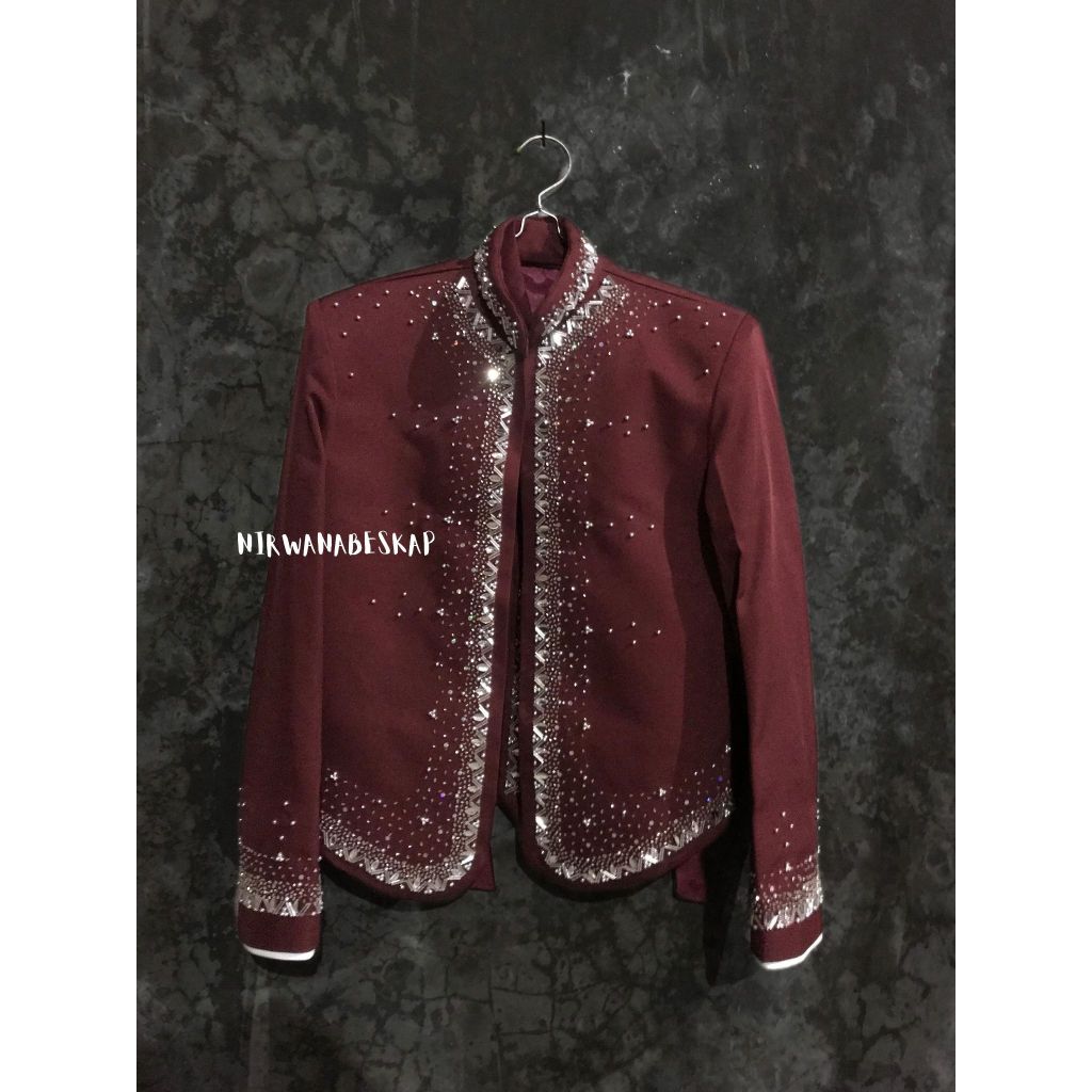 [NirwanaBeskap] Beskap Adat Jawa Pengantin Jawa Solo Semi Wool Maroon