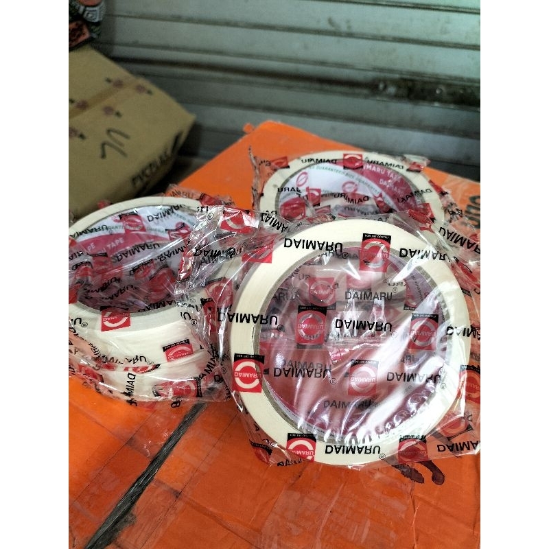 Lakban kertas Merk Daimaru Ukuran 1 inch & 2 inch / Lakban Kertas / Isolasi Kertas / Daimaru Tape