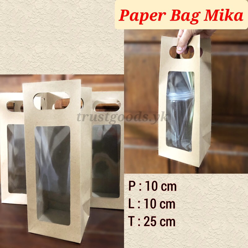 

Paper Bag/Tas Kertas Mika Coklat 10x10x30 cm Hampers/Souvenir/Kado