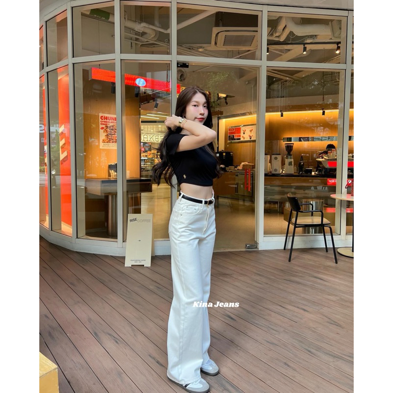 KINSH - LOOSE JEANS WHITE / CELANA JEANS LOOSE HIGHWAIST / HW LOOSE WANITA KEKINIAN / BAGGY JEANS WH