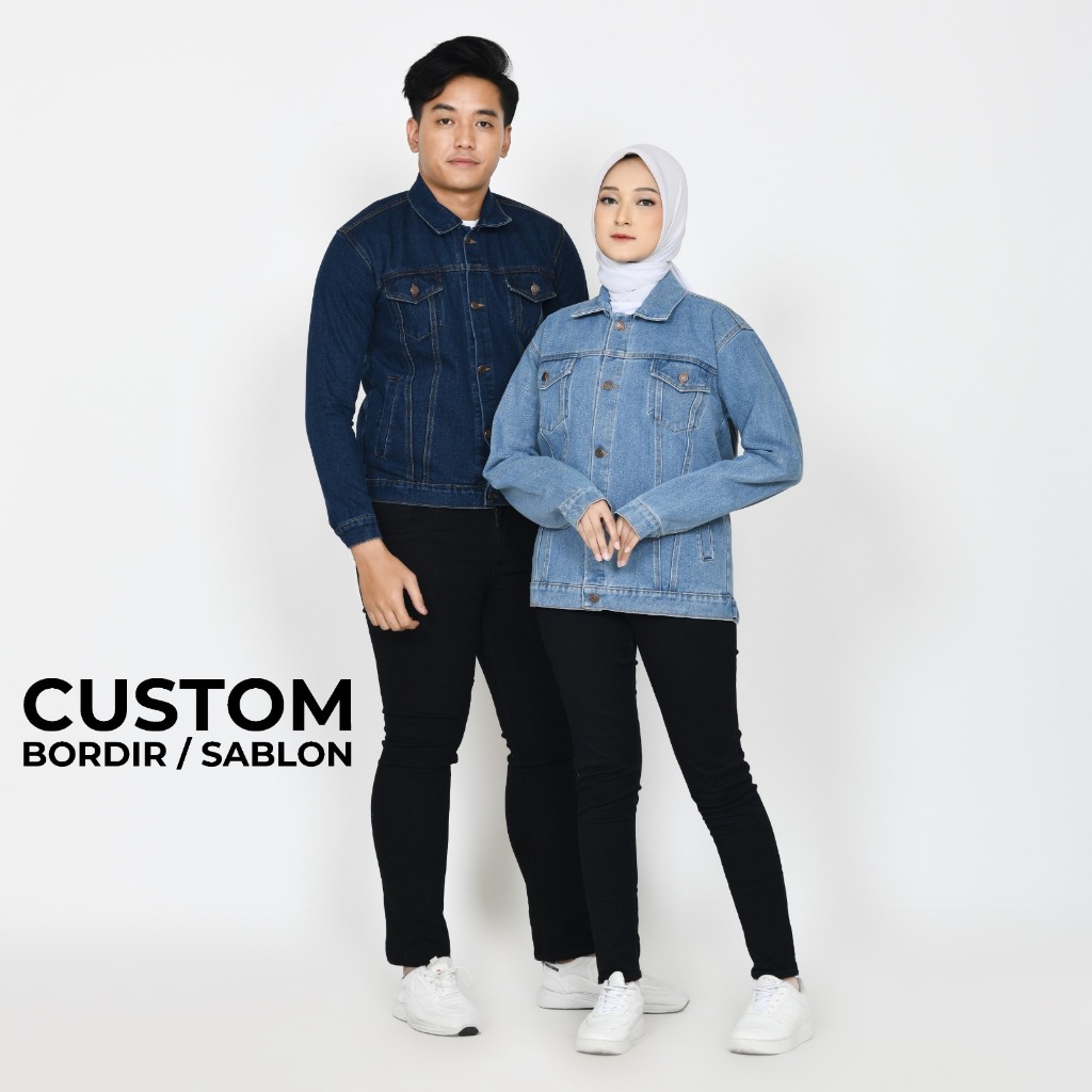 PinsQy Jaket Jeans Custom, Jaket Denim Custom, Jaket Jeans Bordir Satuan, Jaket Denim Bordir Satuan